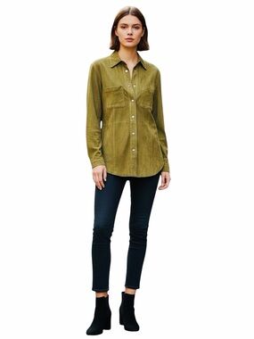 LEONARD’S Paris Woman’s Vintage Suede Button Down Shirt.